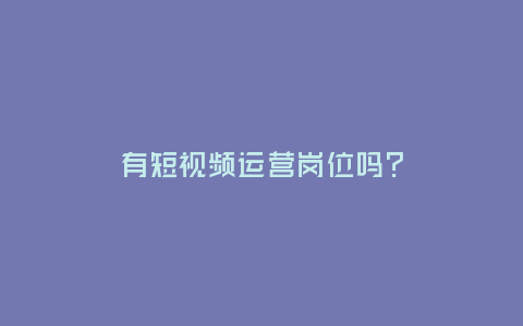 有短視頻運(yùn)營(yíng)崗位嗎？
